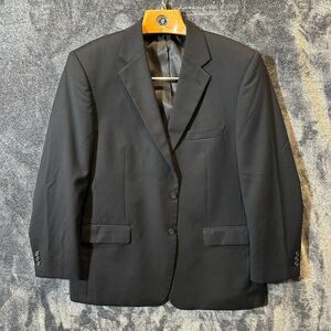 Vintage Sport Coat Mens 44R Wool Black Blazer Jacket Petrocelli Formal Business